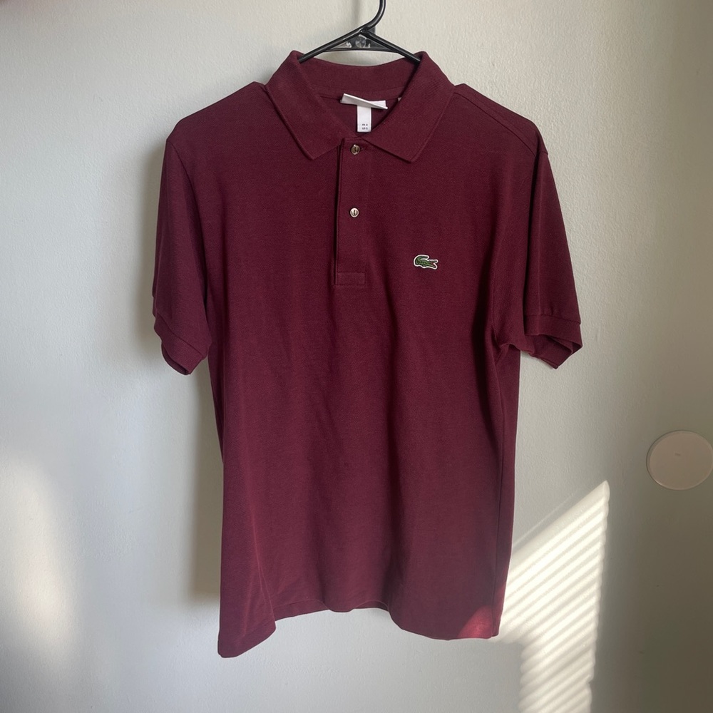 Men’s short sleeve Lacoste Polo size small, (US 2), Maroon